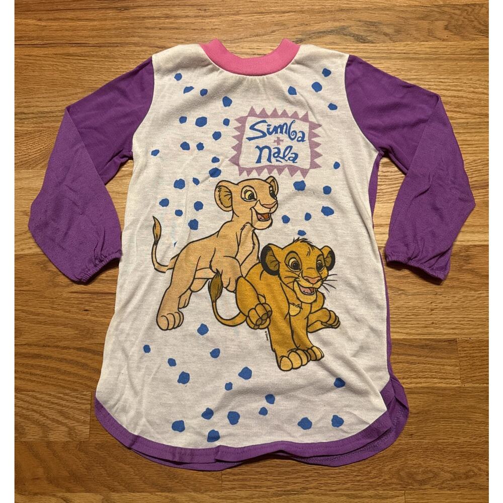 Vintage 90s Disney The Lion King Simba Girls Sleep Shirt Nightgown Dress Size 6